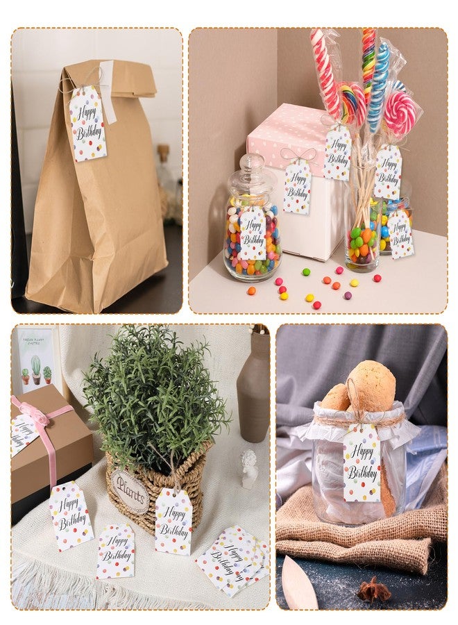 Hariendny Happy Birthday Gift Tags - 100 Pcs Colorful Dots Paper Gift Tags for Boys or Girls - Image 4